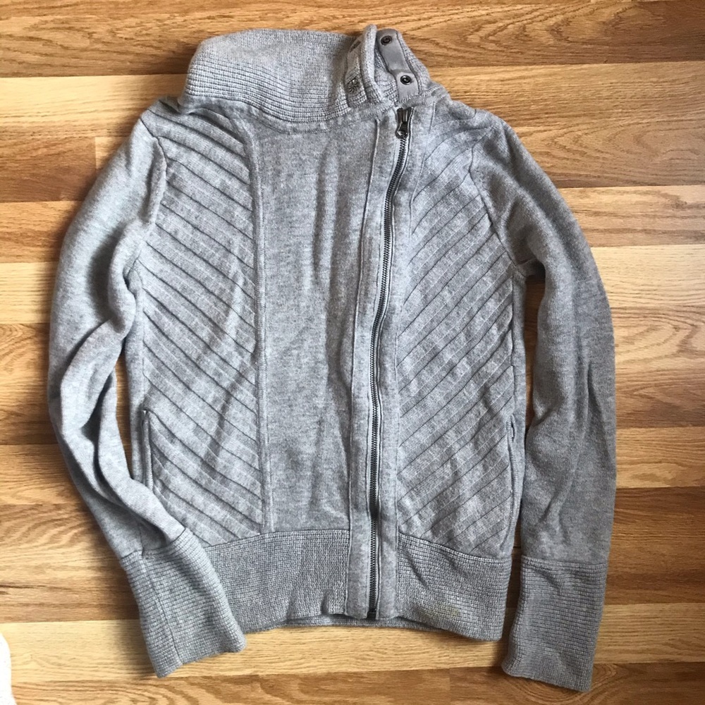 Athleta grey zip front sweater jacket S
